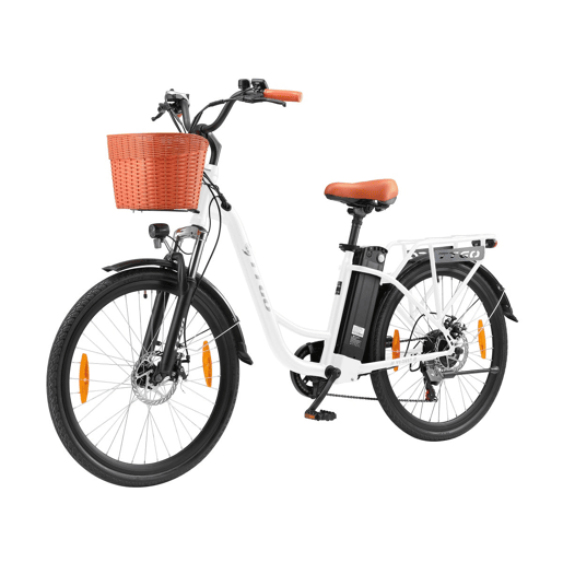 Bicicleta Elétrica TTGO YY-26ST - Motor 250W Bateria 36V14.5AH Rodas de 26 Polegadas Velocidade Máxima de 25kmh Freios Mecânicos a Disco - Branco