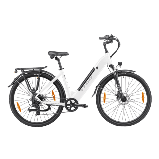 Bicicleta Elétrica TTGO HZ-28ST - Motor 250W Bateria 36V20AH Rodas de 28 Polegadas Velocidade Máxima de 25kmh Freios Mecânicos a Disco - Branco