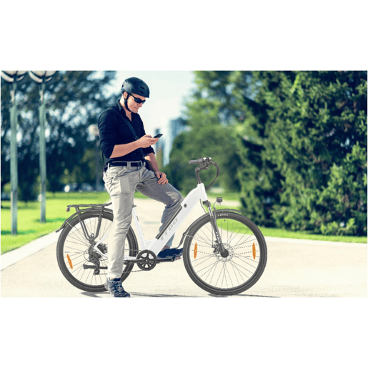 Bicicleta Elétrica TTGO HZ-28ST - Motor 250W Bateria 36V20AH Rodas de 28 Polegadas Velocidade Máxima de 25kmh Freios Mecânicos a Disco - Branco
