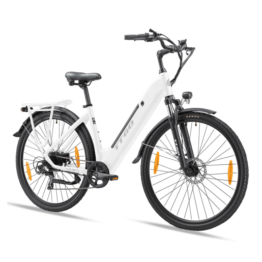 Bicicleta Elétrica TTGO HZ-28ST - Motor 250W Bateria 36V20AH Rodas de 28 Polegadas Velocidade Máxima de 25kmh Freios Mecânicos a Disco - Branco