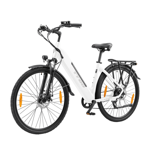 Bicicleta Elétrica TTGO HZ-28ST - Motor 250W Bateria 36V20AH Rodas de 28 Polegadas Velocidade Máxima de 25kmh Freios Mecânicos a Disco - Branco