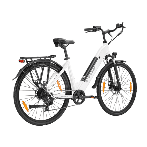 Bicicleta Elétrica TTGO HZ-28ST - Motor 250W Bateria 36V20AH Rodas de 28 Polegadas Velocidade Máxima de 25kmh Freios Mecânicos a Disco - Branco