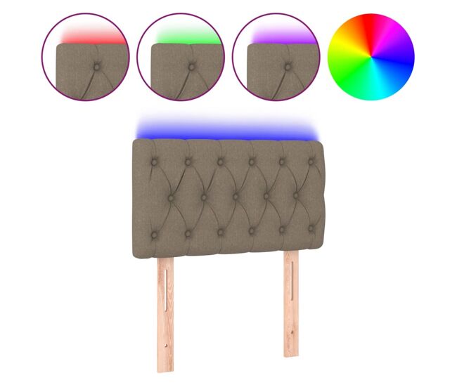 Cabecero con led de tela gris taupe 80x7x78/88 cm