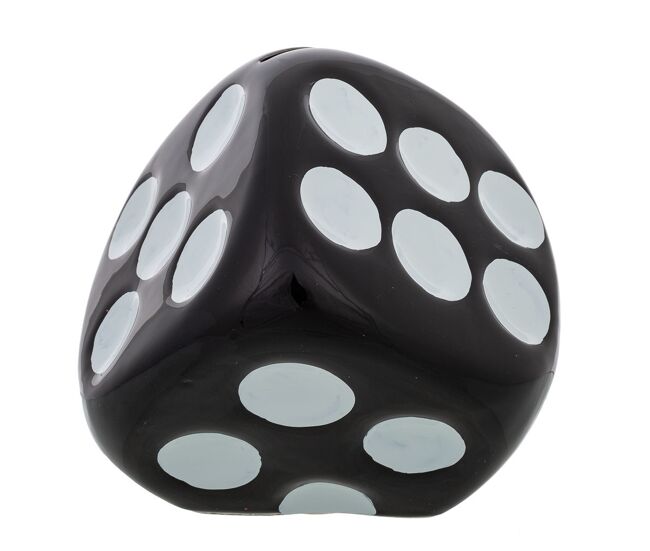 Hucha dado negra 12,5x12x12,8