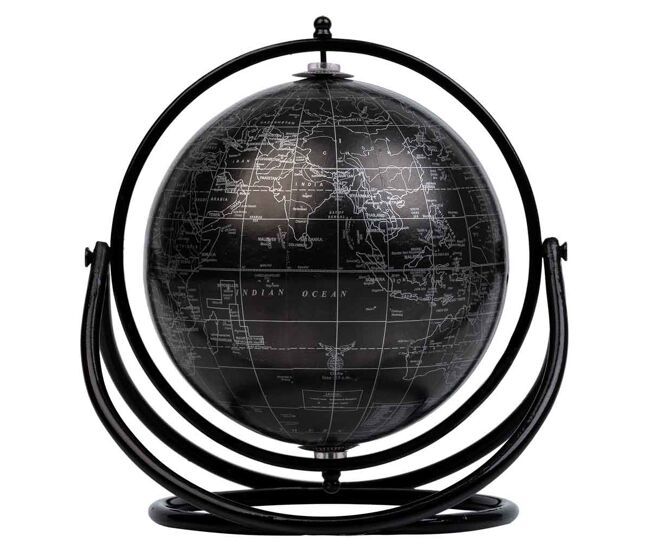 Globo terráqueo giratorio con anillo negro d15 cm