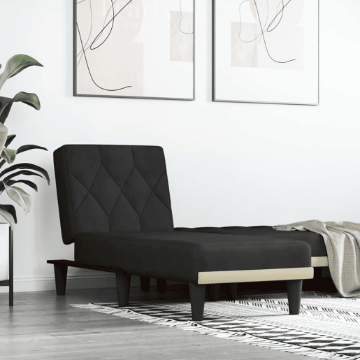 vidaXL Chaise longue veludo preto vidaXL Chaise longue veludo preto