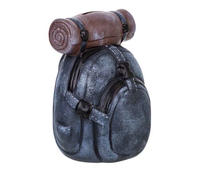 Hucha mochila azul 13,4x14x18,1