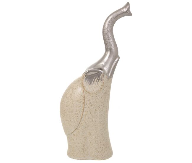 Elefante decoración de cerámica plateado 17x8x35,5