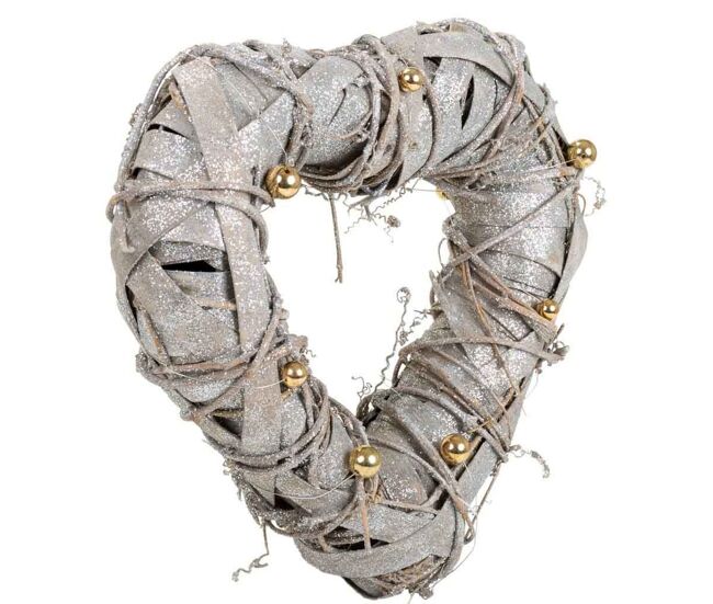 Corazón de decoración en color plata de d29x28x8h cm