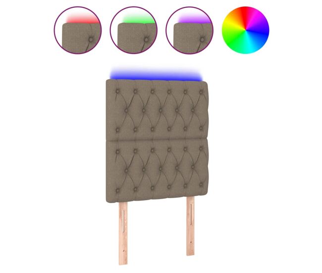 Cabecero con luces led tela gris taupe 80x7x118/128 cm