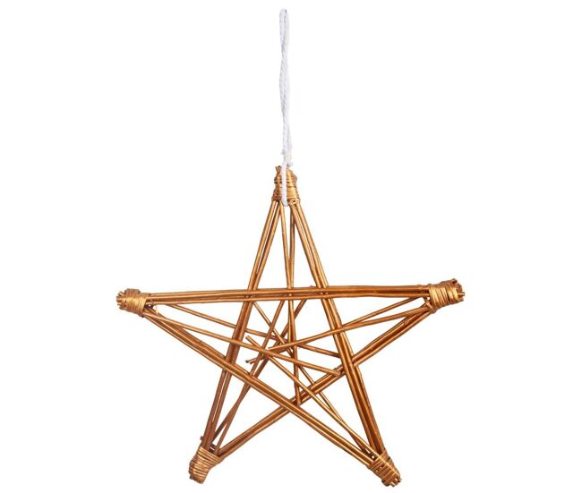 Estrella de mimbre en tono cobre de 70x70x5 cm