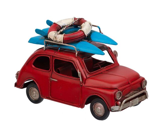 Coche de metal en un rojo brillante mide 15.7x7.8x8.5h cm