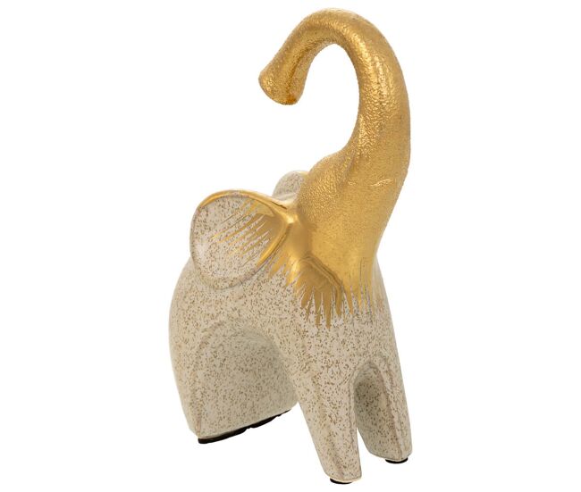 Elefante decoración de cerámica dorado 12,5x7,5x20