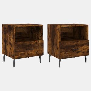 vidaXL Mesa de cabeceira 2 pcs derivados de madeira carvalho fumado