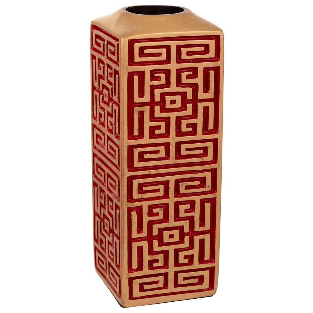 Jarrón de polirresina rojo 9,5x9,5x25,5h cm