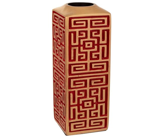 Jarrón de polirresina rojo 9,5x9,5x25,5h cm