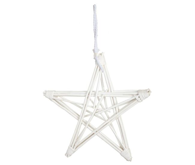 Estrella de mimbre blanca con unas dimensiones de 55x55x5 cm