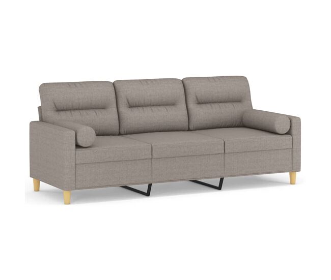 Vidaxl sofá de 3 plazas con cojines tela gris taupe 180 cm