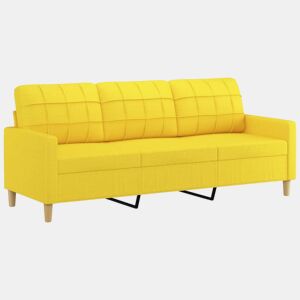 vidaXL Sofá de 3 lugares 180 cm tecido amarelo-claro
