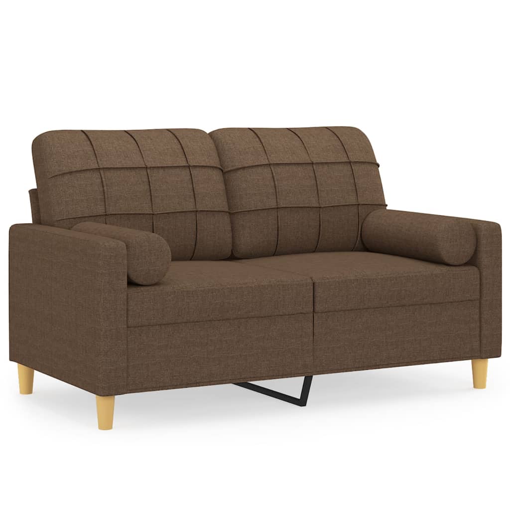 Vidaxl sofá de 2 plazas con cojines tela marrón 120 cm