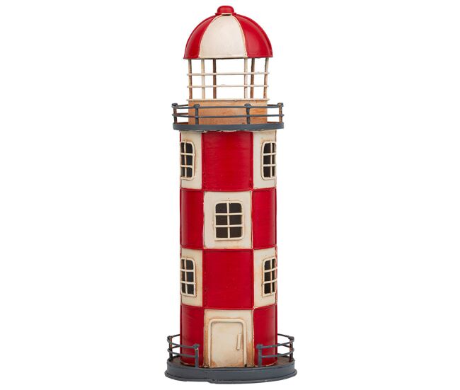 Faro hucha de metal rojo 12x12x31