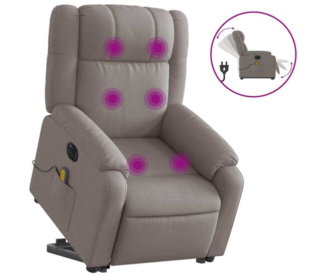 Vidaxl sillón de masaje eléctrico reclinable elevable tela taupé