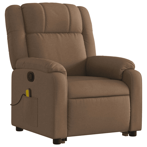 vidaXL Poltrona reclinável massagens tecido castanho vidaXL Poltrona reclinável massagens tecido castanho