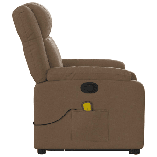 vidaXL Poltrona reclinável massagens tecido castanho vidaXL Poltrona reclinável massagens tecido castanho