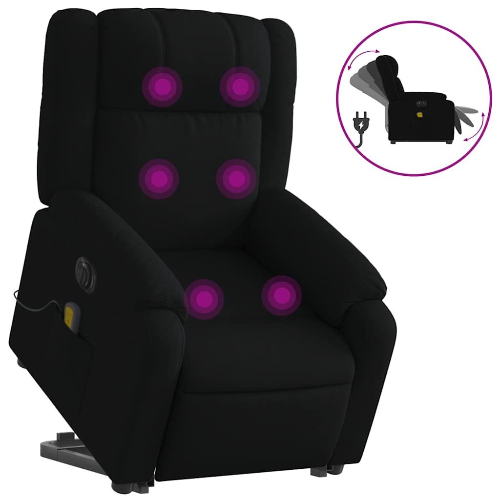 Vidaxl sillón de masaje eléctrico reclinable elevable tela negro