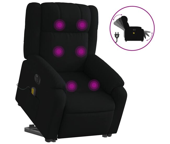 Vidaxl sillón de masaje eléctrico reclinable elevable tela negro