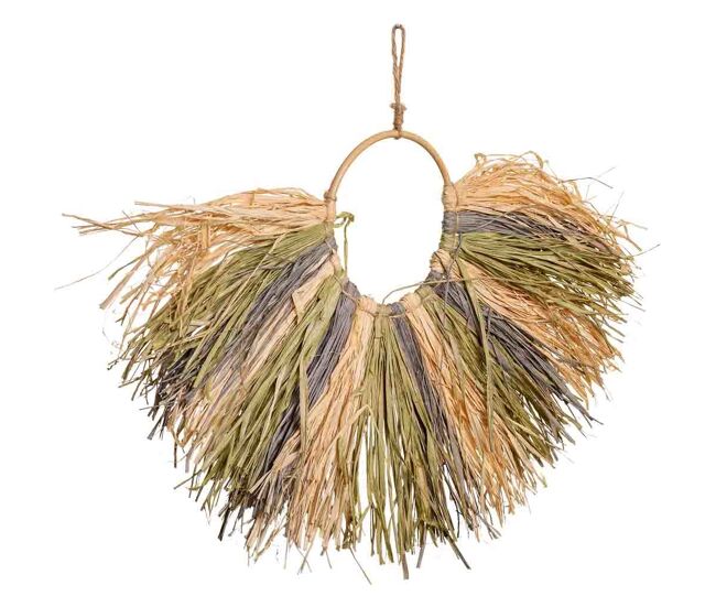 Collar decoración de pared de fibra natural marrón 19x02x15