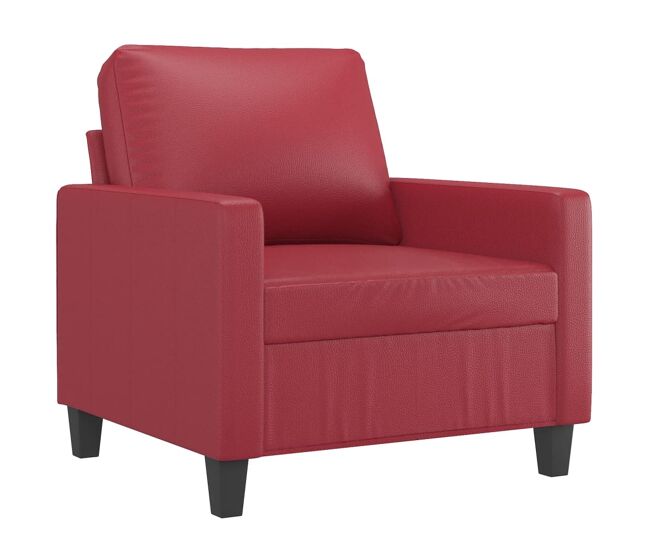 Vidaxl sillón cuero sintético rojo tinto 60 cm
