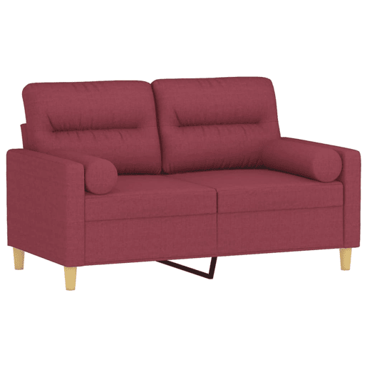 vidaXL Sofá 2 lug. + almofadas decorativas 120cm tecido vermelho tinto vidaXL Sofá 2 lug. + almofadas decorativas 120cm tecido vermelho tinto