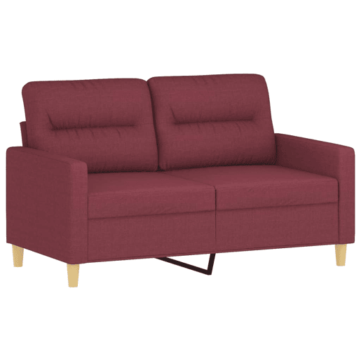 vidaXL Sofá 2 lug. + almofadas decorativas 120cm tecido vermelho tinto vidaXL Sofá 2 lug. + almofadas decorativas 120cm tecido vermelho tinto