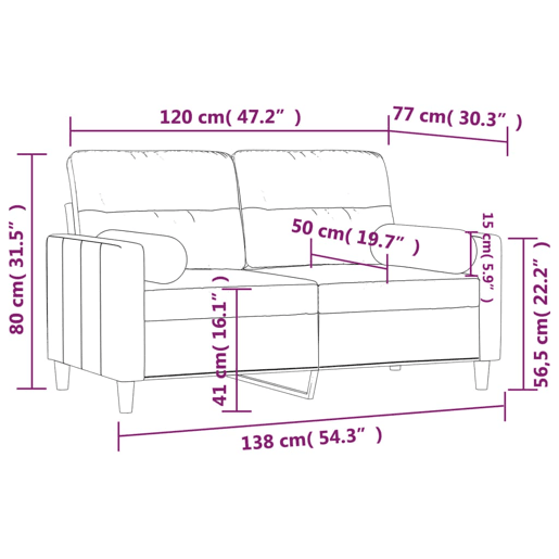 vidaXL Sofá 2 lug. + almofadas decorativas 120cm tecido vermelho tinto vidaXL Sofá 2 lug. + almofadas decorativas 120cm tecido vermelho tinto