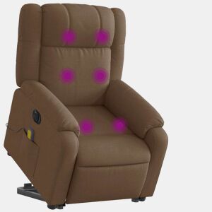 vidaXL Poltrona elétrica elevatória massagens tecido castanho