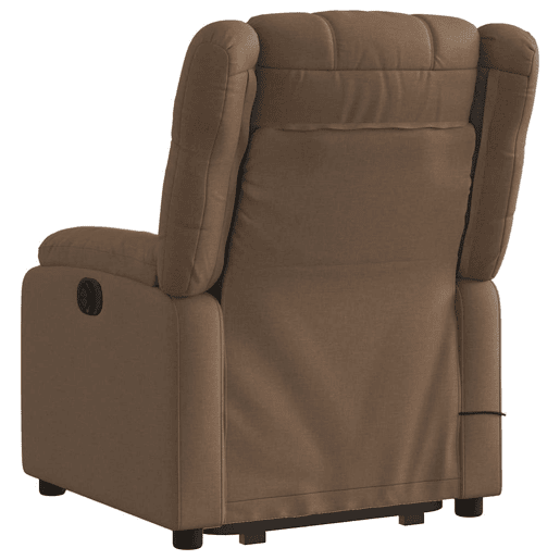 vidaXL Poltrona elétrica elevatória massagens tecido castanho