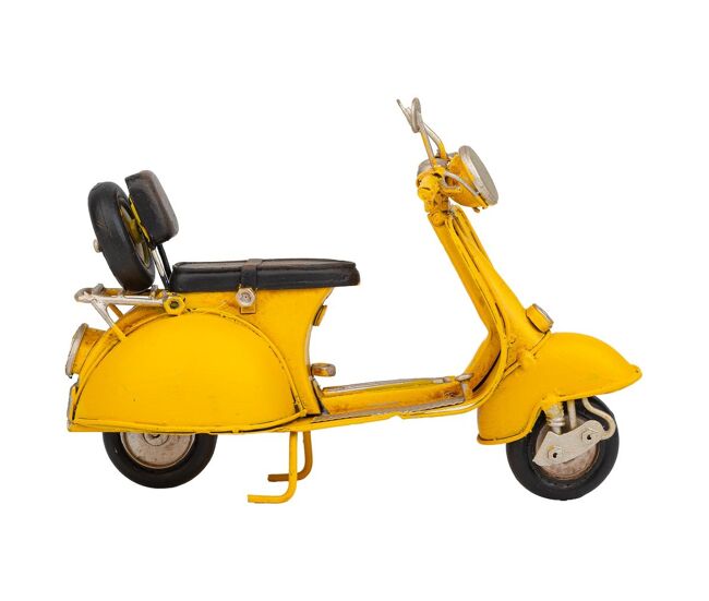 Motocicleta de metal en un amarillo brillante mide 17x7x11h cm