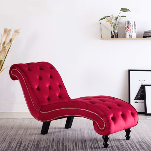 vidaXL Chaise longue em veludo vermelho vidaXL Chaise longue em veludo vermelho