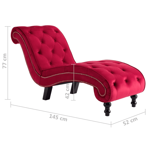 vidaXL Chaise longue em veludo vermelho vidaXL Chaise longue em veludo vermelho