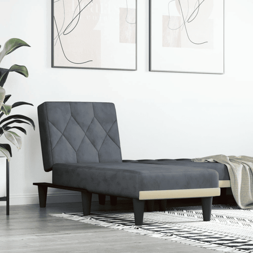 vidaXL Chaise longue veludo cinzento-escuro vidaXL Chaise longue veludo cinzento-escuro
