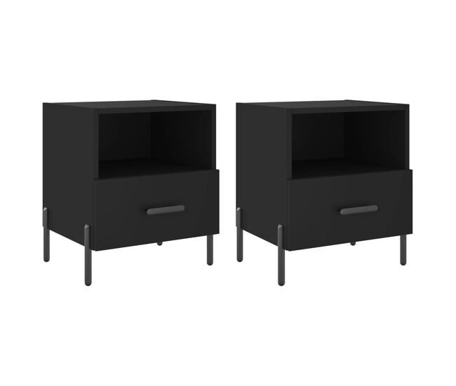 Vidaxl mesitas de noche 2 uds madera ingeniería negro 40x35x47,5 cm