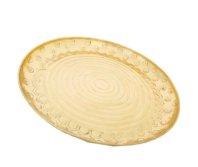 Plato decorativo de metal oro 39x39x2,5