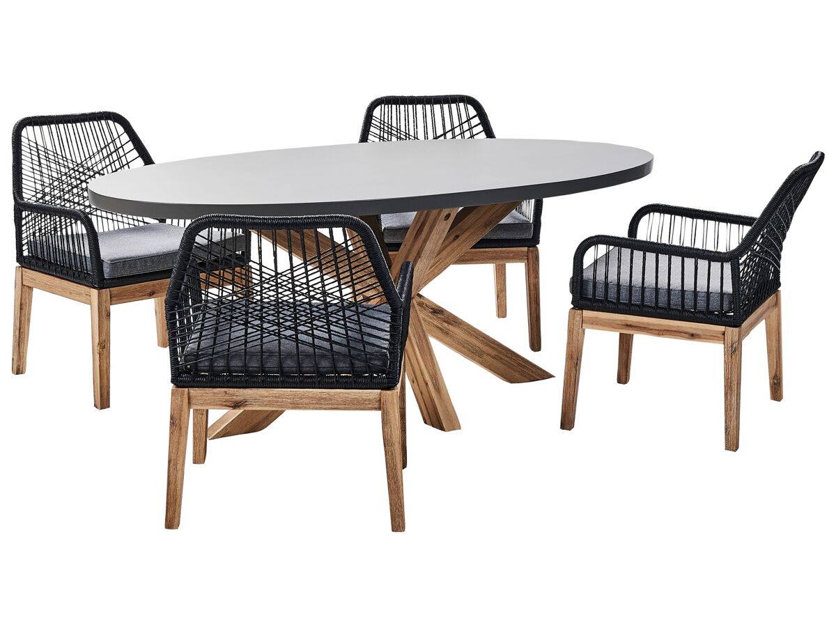 Beliani Conjunto de comedor ORISTANO Negro/ Gris