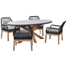 Conjunto de refeições de jardim 4 lugares ORISTANO com almofadas Betão Preto