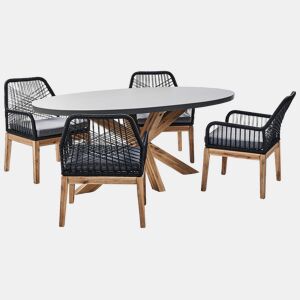 Conjunto de refeições de jardim 4 lugares ORISTANO com almofadas Betão Preto
