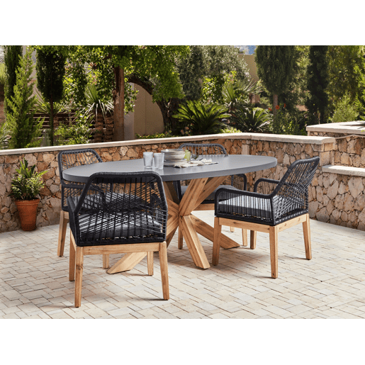 Conjunto de refeições de jardim 4 lugares ORISTANO com almofadas Betão Preto