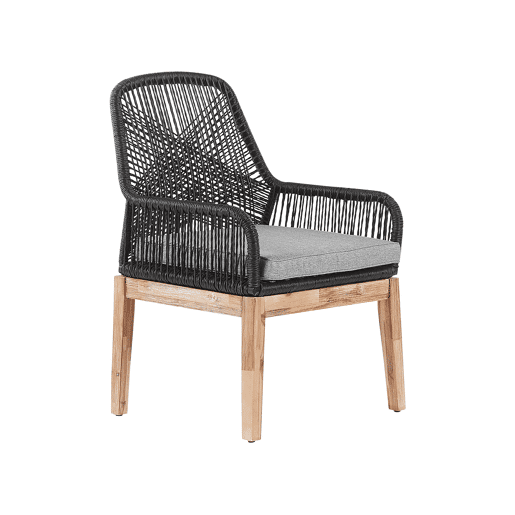 Conjunto de refeições de jardim 4 lugares ORISTANO com almofadas Betão Preto