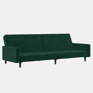 vidaXL Sofá-cama de 2 lugares veludo verde-escuro