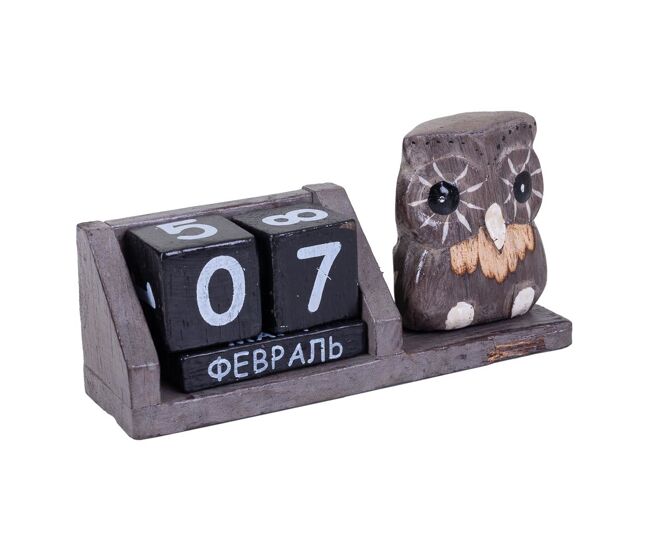 Calendario de madera marrón 13x4x6